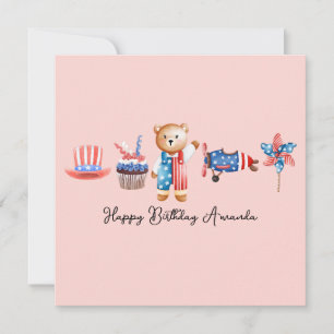 USA Happy Birthday, Personalised American Birthday Card