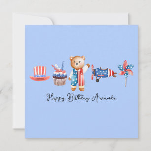 USA Happy Birthday, Personalised American Birthday Card