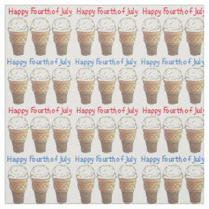 USA Happy Fourth 4th of July Ice Cream Cone Scoop Fabric