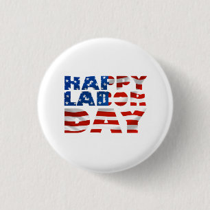 Usa Happy Labour Day Flag 3 Cm Round Badge