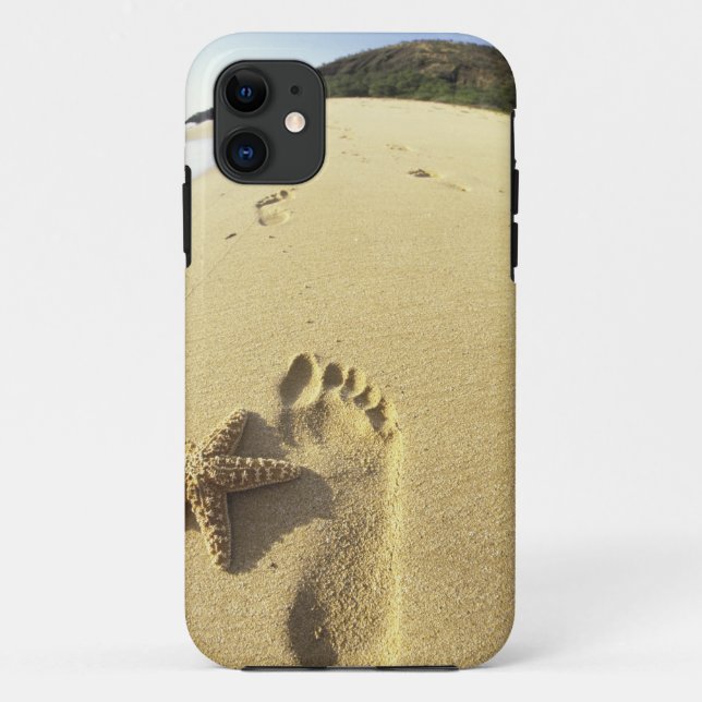 USA, Hawaii, Maui, Makena Beach, Footprint and Case-Mate iPhone Case (Back)
