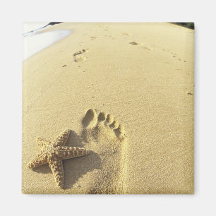 USA, Hawaii, Maui, Makena Beach, Footprint and Magnet