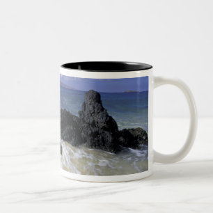 USA, Hawaii, Maui, Maui, Makena Beach, Surf on Two-Tone Coffee Mug