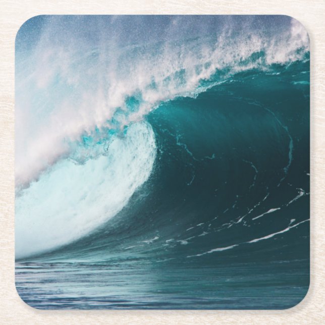 USA, Hawaii, Oahu, Large waves Square Paper Coaster (Front)