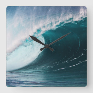 USA, Hawaii, Oahu, Large waves Square Wall Clock