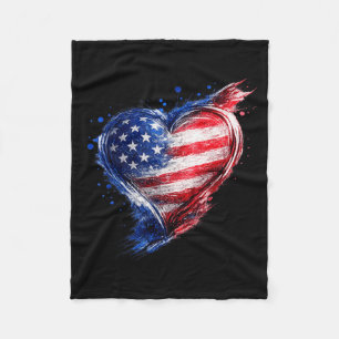 Usa Heart Aamerican Flag Jersey Us Men Women Fleece Blanket