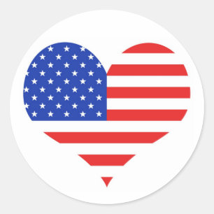 USA Heart Classic Round Sticker