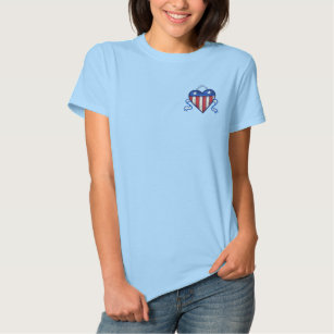 USA Heart Embroidered Shirt