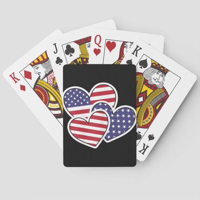 USA Heart Flag American Patriotic 4th Of July Wome Playing Cards (Back)