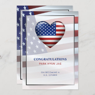 USA Heart Flag   Gold Frame   Citizenship Invitation