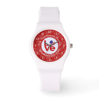 USA Heart Flag Red LOVE Wrist Watch