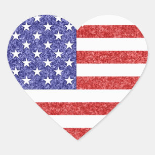 USA Heart Flag Stars & Stripes in Crayon Style Sticker