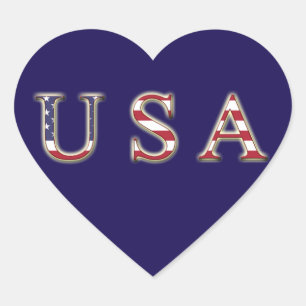 USA Heart Stickers, Glossy Sticker