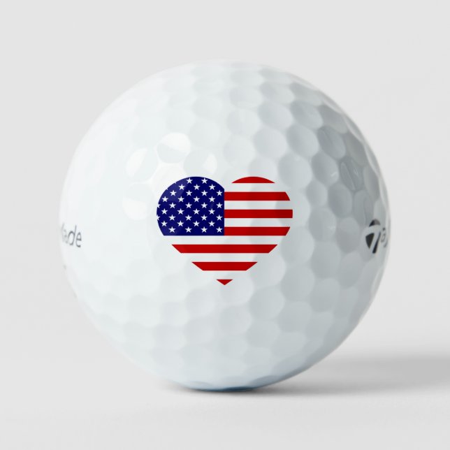 USA Heartflag tmtp5 gbcnt Golf Balls (Front)