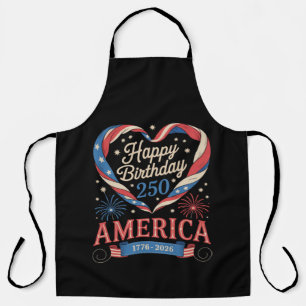 USA Hearts 1776 2026 July 250th Birthday USA Apron