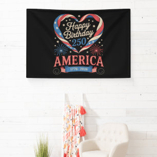 USA Hearts 1776 2026 July 250th Birthday USA Banner