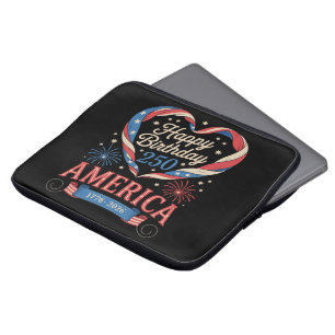 USA Hearts 1776 2026 July 250th Birthday USA Laptop Sleeve