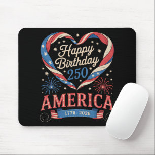 USA Hearts 1776 2026 July 250th Birthday USA Mouse Pad