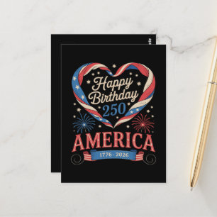 USA Hearts 1776 2026 July 250th Birthday USA  Postcard