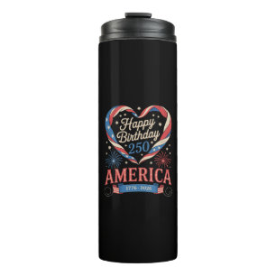USA Hearts 1776 2026 July 250th Birthday USA Thermal Tumbler
