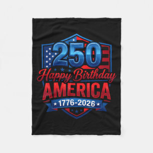 USA Hearts 1776 2026 July 4th 250th Birthday USA Fleece Blanket