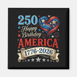 USA Hearts 1776 2026 July 4th 250th Birthday USA Magnet