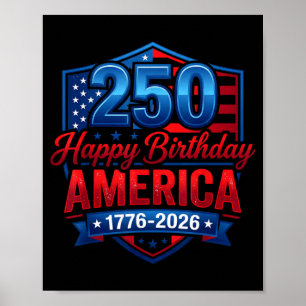 USA Hearts 1776 2026 July 4th 250th Birthday USA Poster