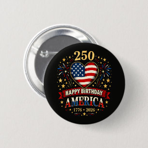 Usa Hearts 1776 2026 July 4Th 6 Cm Round Badge