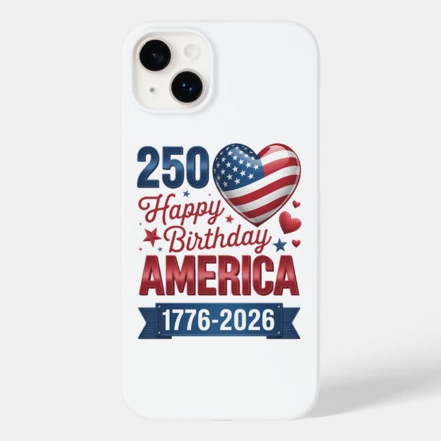 USA Hearts 1776 2026 July 4th Case-Mate iPhone Case (Back)
