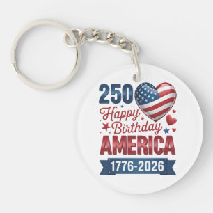 USA Hearts 1776 2026 July 4th  Key Ring