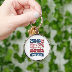 USA Hearts 1776 2026 July 4th Key Ring