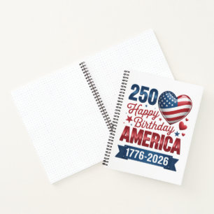 USA Hearts 1776 2026 July 4th Notebook