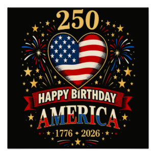 Usa Hearts 1776 2026 July 4Th Poster