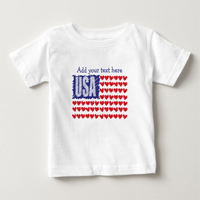 USA Hearts Flag Custom Baby T-Shirt (Front)