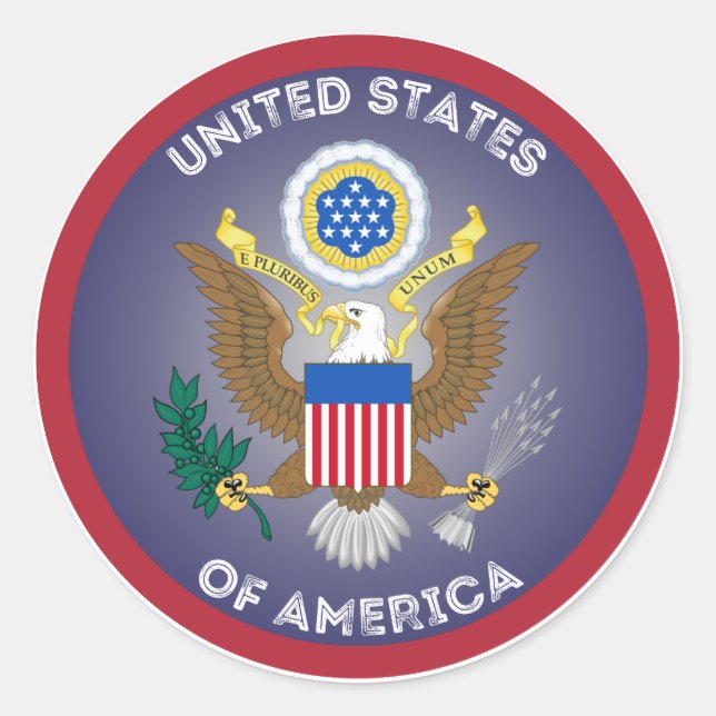 USA Heritage Emblem Classic Round Sticker (Front)