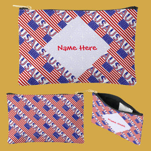 USA Heritage Flag Personalised Accessory Pouch