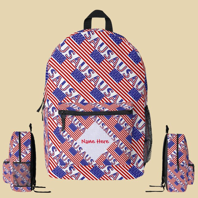 USA Heritage Flag Personalised School Printed Backpack (Creator Uploaded)