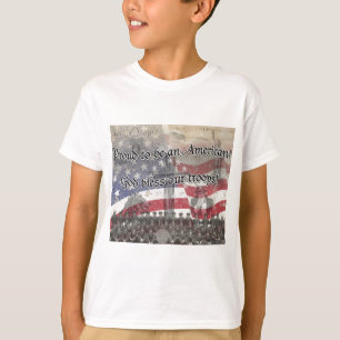 USA Heros God bless our troops with cross, vintage T-Shirt