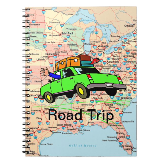 USA Highway Map Road Trip Planner Notebook (Front)