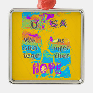 USA Hillary Hope Stronger Together Metal Tree Decoration
