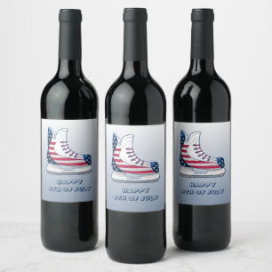 USA Hockey Skates Wine Label