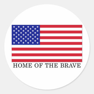 USA Home Of The Brave Classic Round Sticker