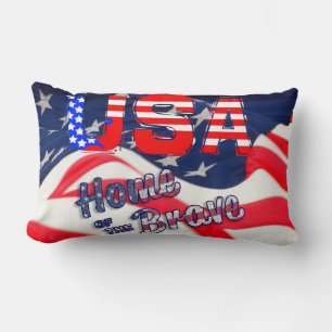 USA Home of the Brave Flag Lumbar Cushion