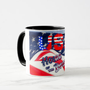 USA Home of the Brave Flag Mug