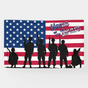 USA Home of the Brave Soldier Banner