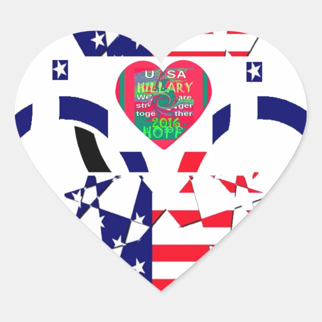 USA Hope Beautiful Amazing National Flag Design Ar Heart Sticker (Front)