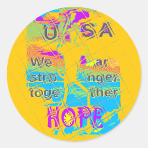USA Hope: Colourful Textured Design Classic Round Sticker