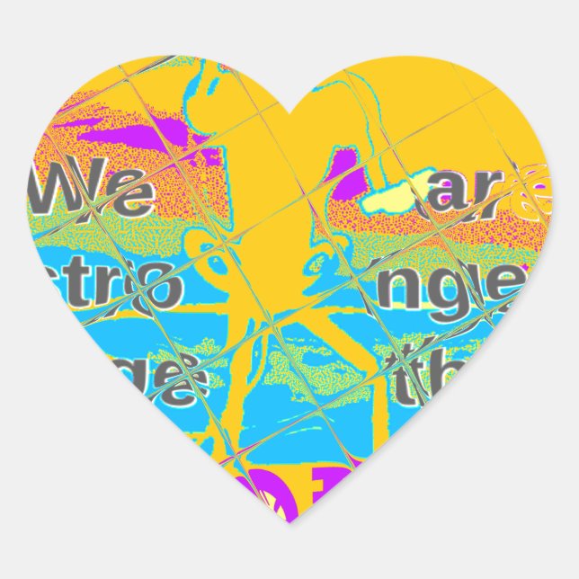 USA Hope: Colourful Textured Design Heart Sticker (Front)