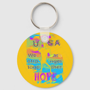 USA Hope: Colourful Textured Design Key Ring