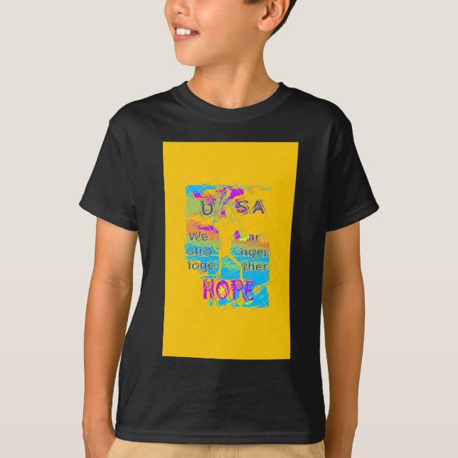 USA Hope: Colourful Textured Design T-Shirt (Front)